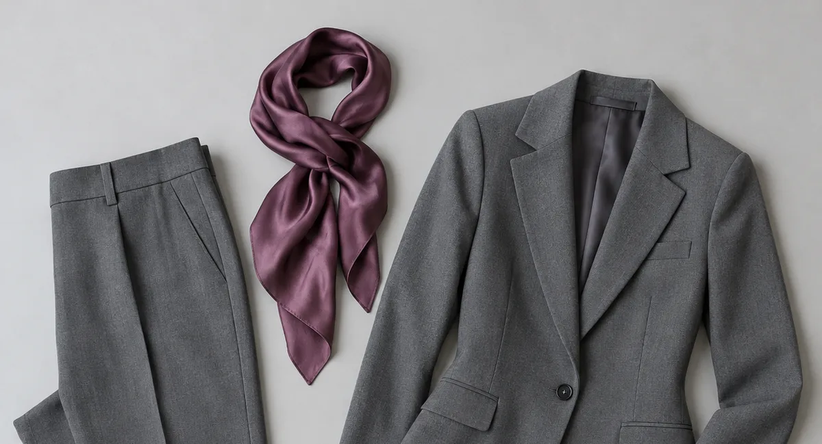 Pantalón de vestir gris con pinza junto a una chaqueta a juego